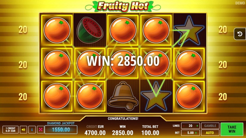 Fruity Hot slot screen 2