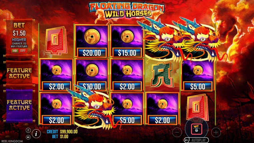 Floating Dragon Wild Horses slot screen 2