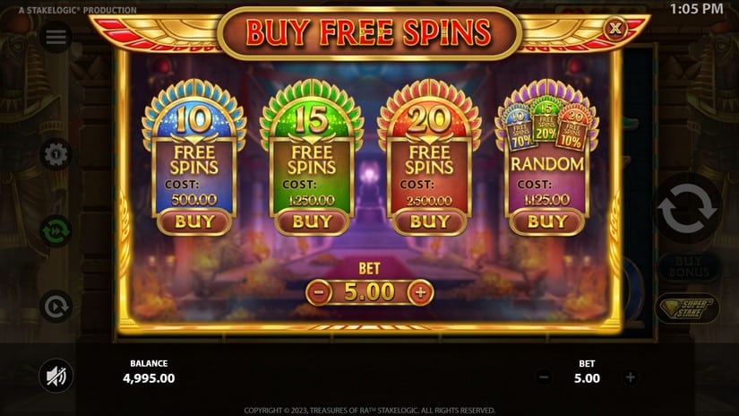 Treasures of Ra slot screen 2