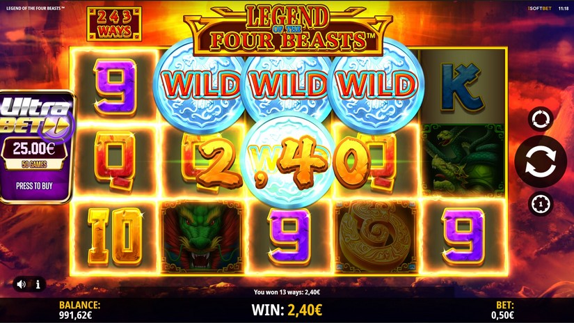 Legend of the Four Beasts slot screen 2