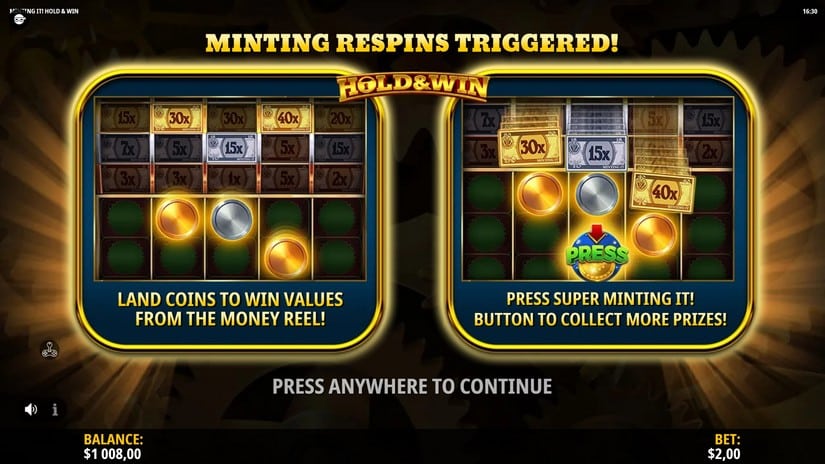 Minting It! Hold & Win slot screen 4