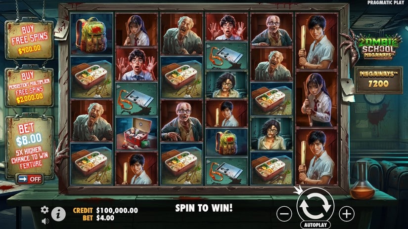 Zombie School Megaways slot screen 1