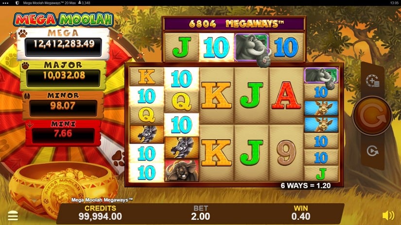 Mega Moolah Megaways slot screen 2