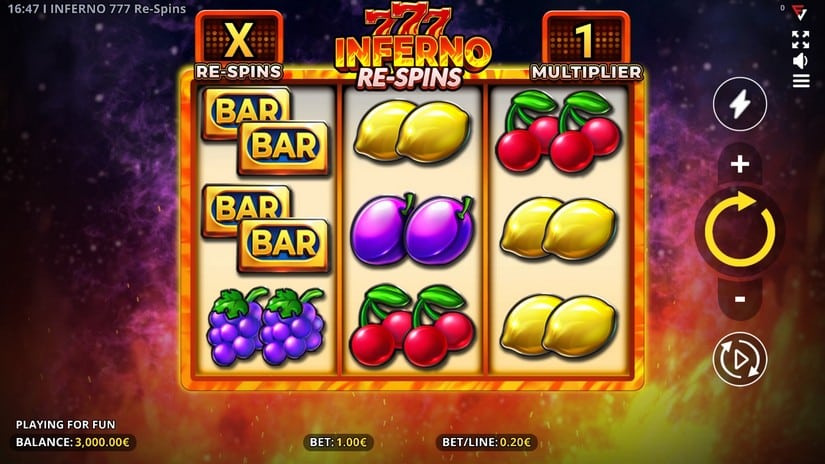 Inferno 777 Re-spins slot screen 2