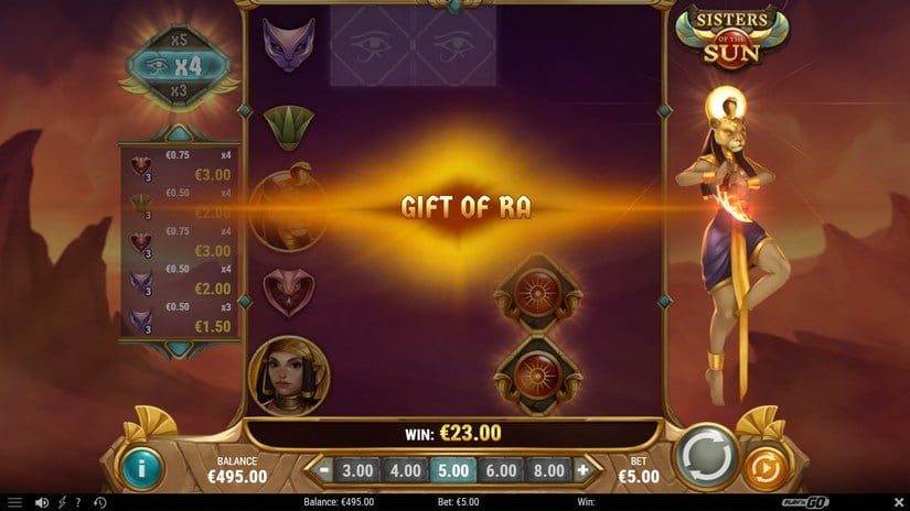 Sisters of the Sun slot screen 2