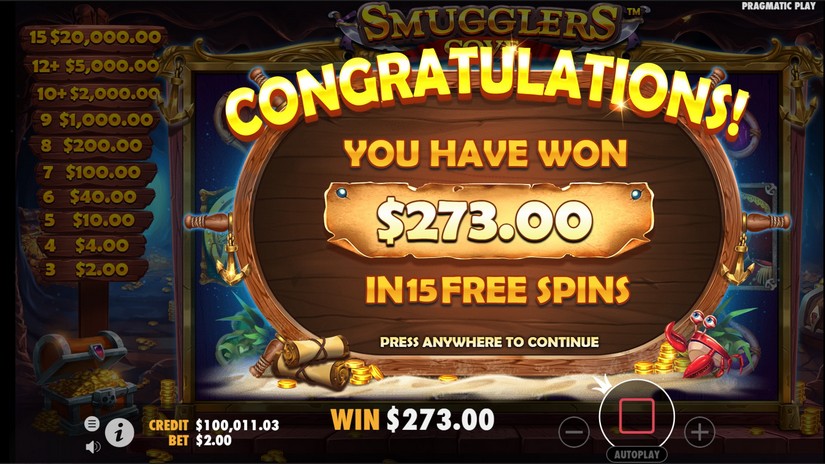 Smugglers Cove slot screen 6