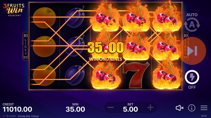 3 Fruits Win: 10 lines slot screen 3