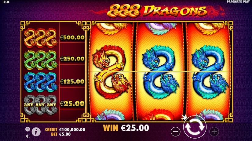 888 Dragons slot screen 3