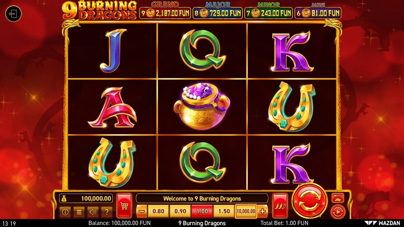 9 Burning Dragons slot screen 1