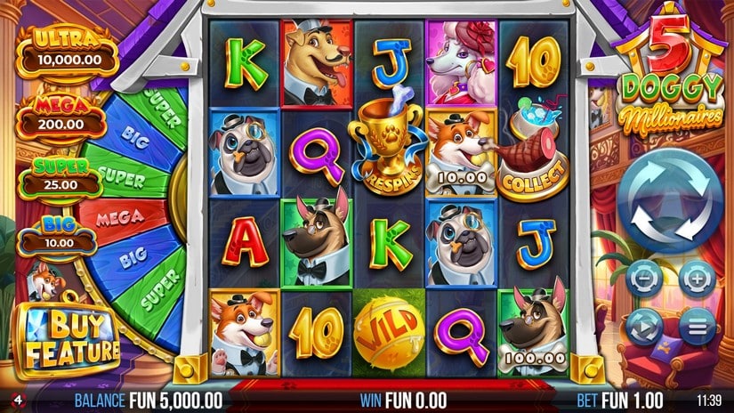 5 Doggy Millionaires Dream Drop slot screen 1