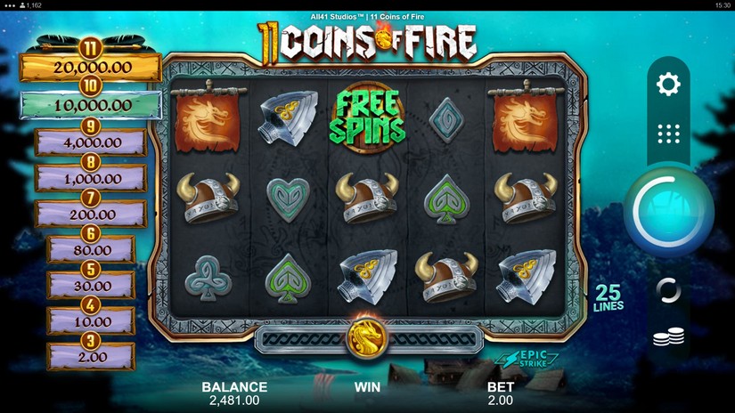 11 Coins of Fire slot screen 1
