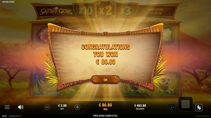 Safari Gems slot screen 7