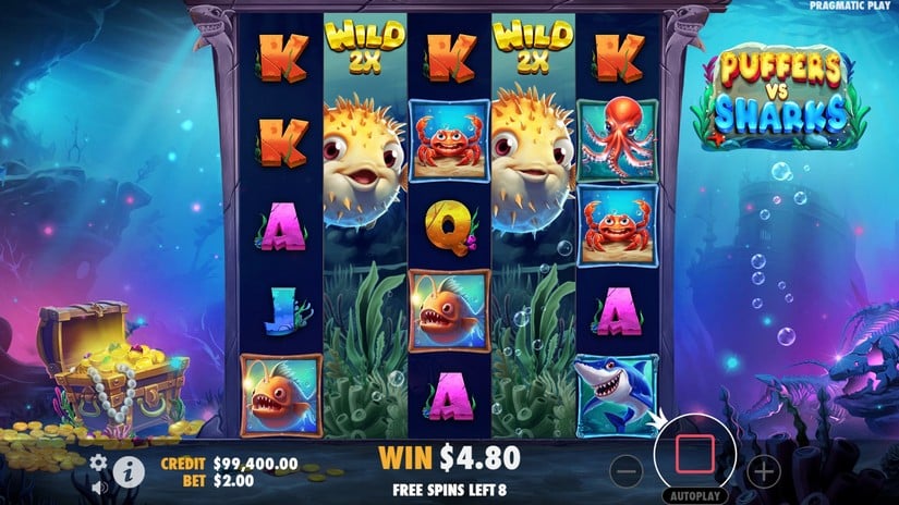 Puffers Vs Sharks slot screen 5