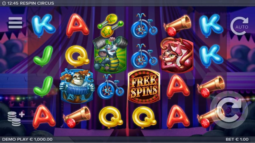 Respin Circus slot screen 1
