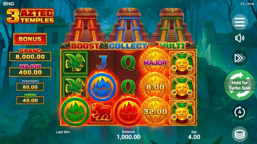 3 Aztec Temples slot screen 1