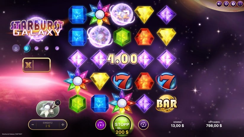 Starburst Galaxy slot screen 3