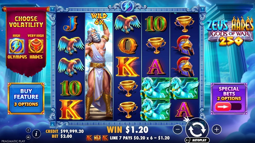 Zeus vs Hades Gods of War 250 slot screen 1