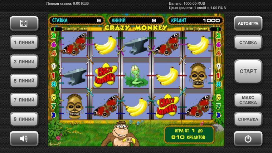 Crazy Monkey slot screen 1