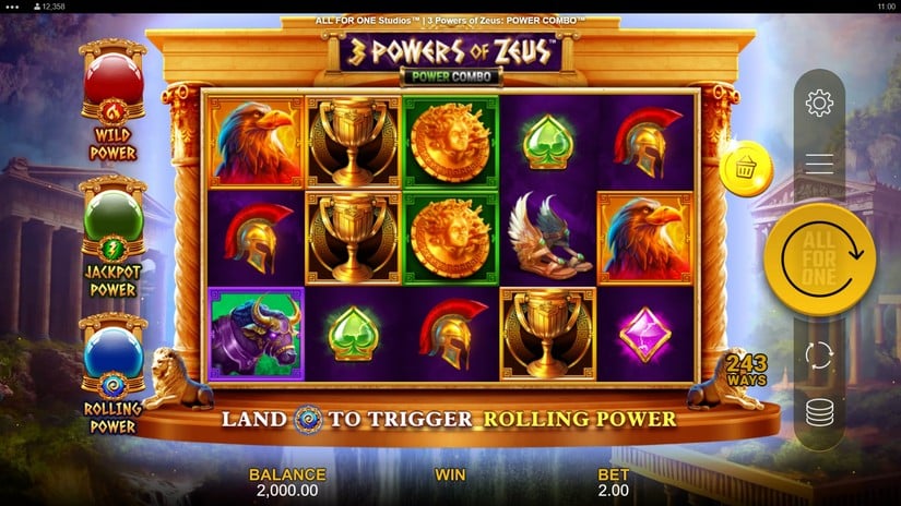 3 Powers of Zeus POWER COMBO slot screen 1