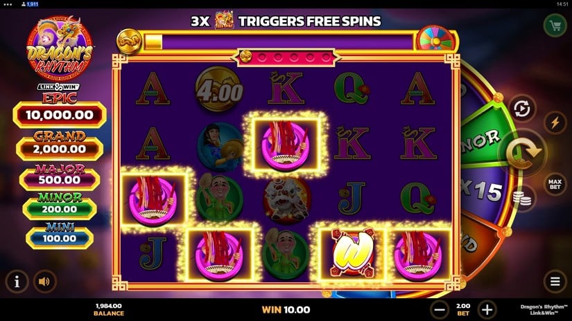 Dragon’s Rhythm Link&Win slot screen 2
