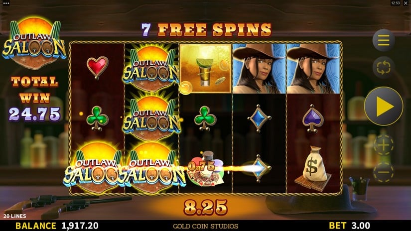 Outlaw Saloon slot screen 6