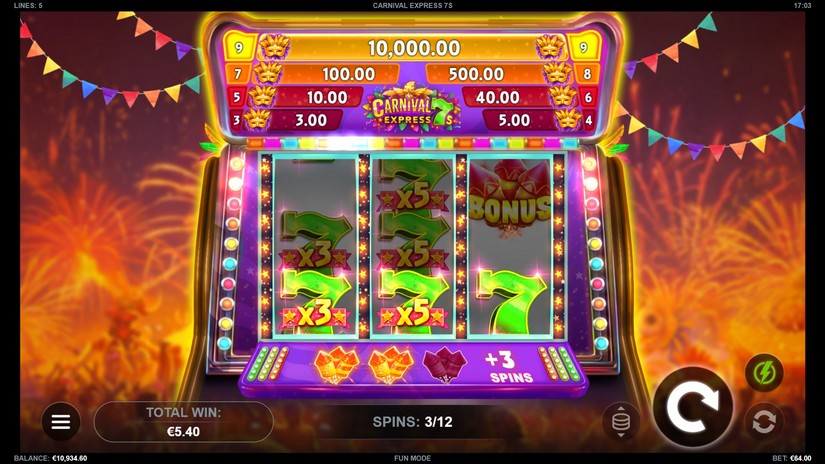 Carnival Express 7s slot screen 4