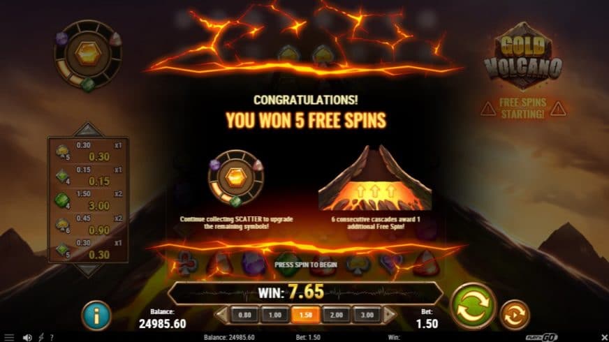 Gold Volcano slot screen 4