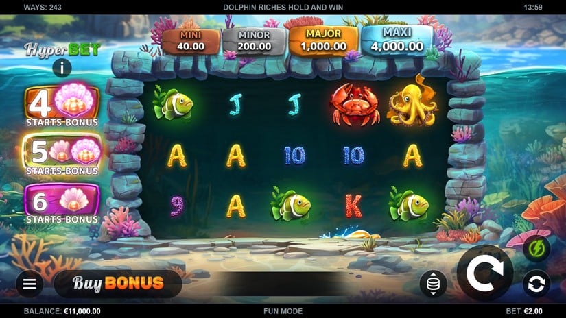 Dolphin Riches Hold and Win slot screen 1