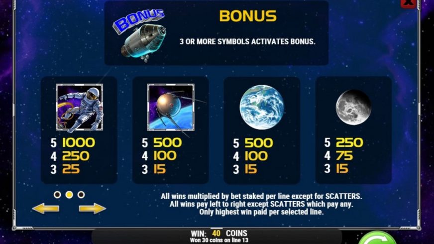 Space Race slot screen 3