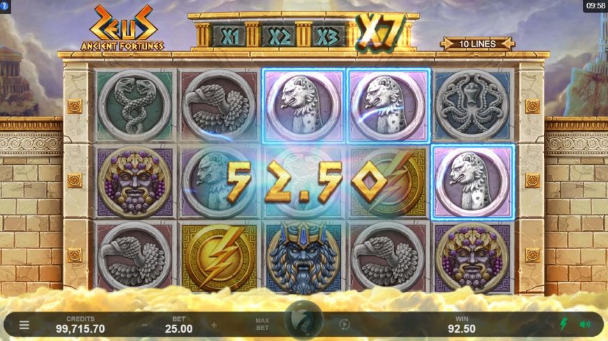 Ancient Fortunes: Zeus slot screen 3