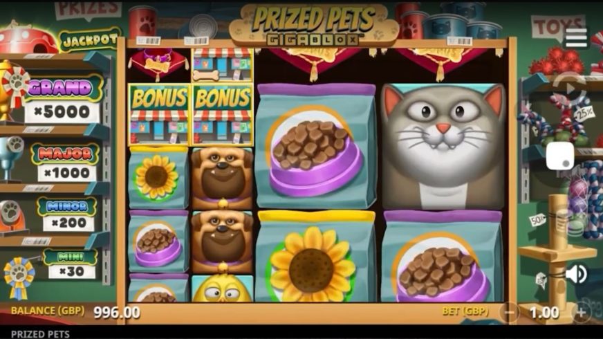 Prized Pets Gigablox slot screen 1