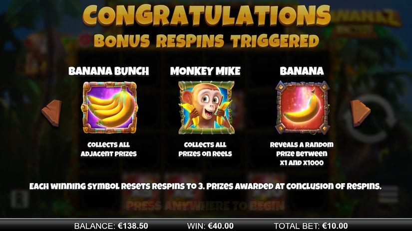 Bananaz 10K Ways slot screen 3