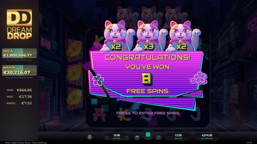 Neko Night Dream Drop slot screen 4