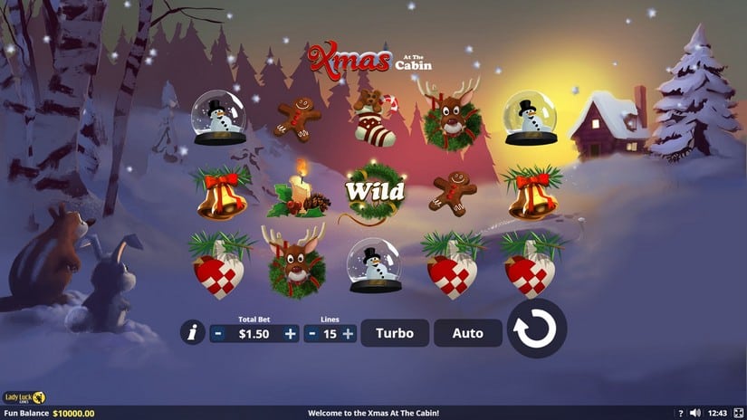 Xmas at the Cabin slot screen 1