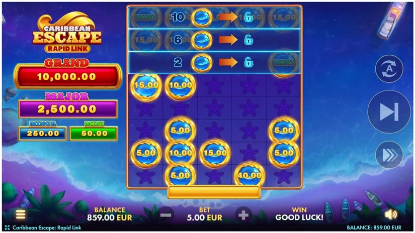 Caribbean Escape: Rapid Link slot screen 4