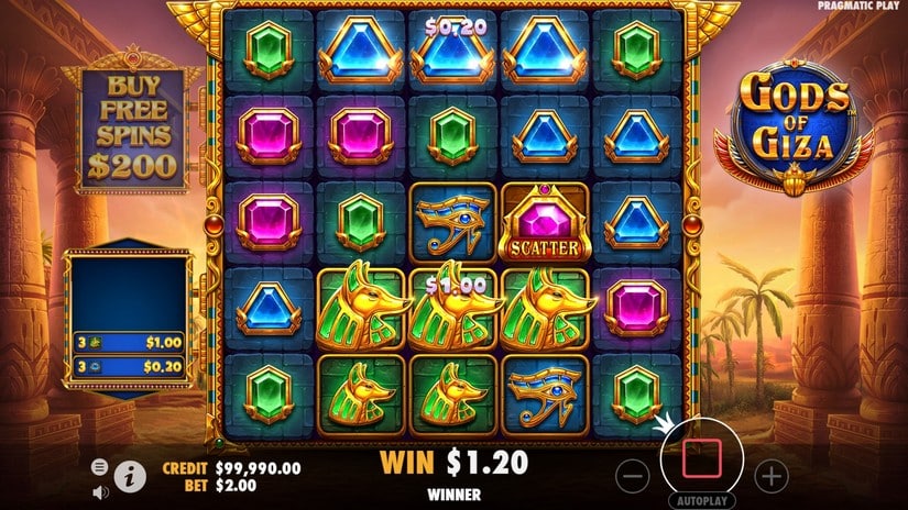 Gods of Giza slot screen 2