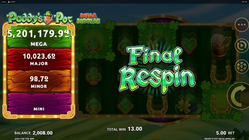 Paddy’s Pot Mega Moolah slot screen 3