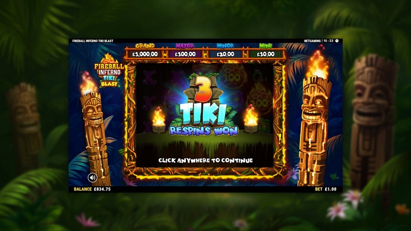 Fireball Inferno Tiki Blast slot screen 6