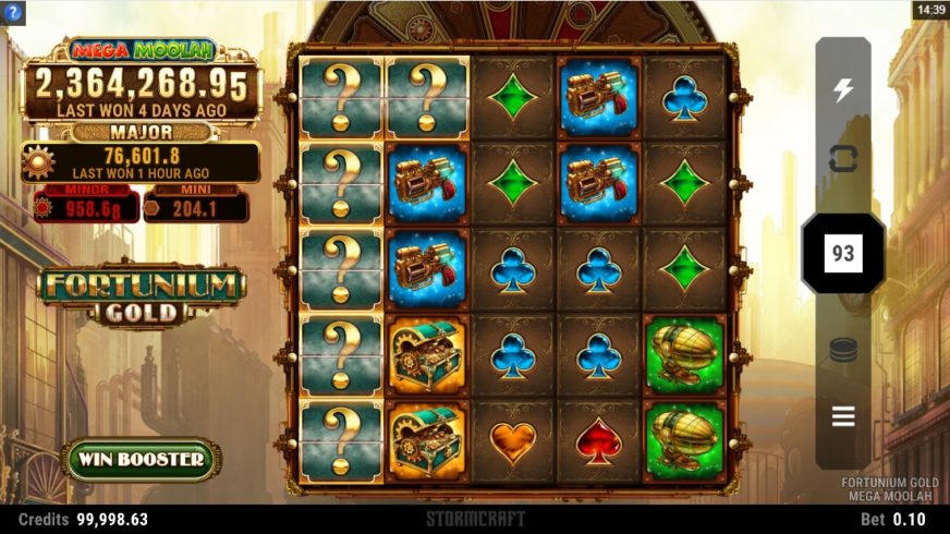 Fortunium Gold Mega Moolah slot screen 2
