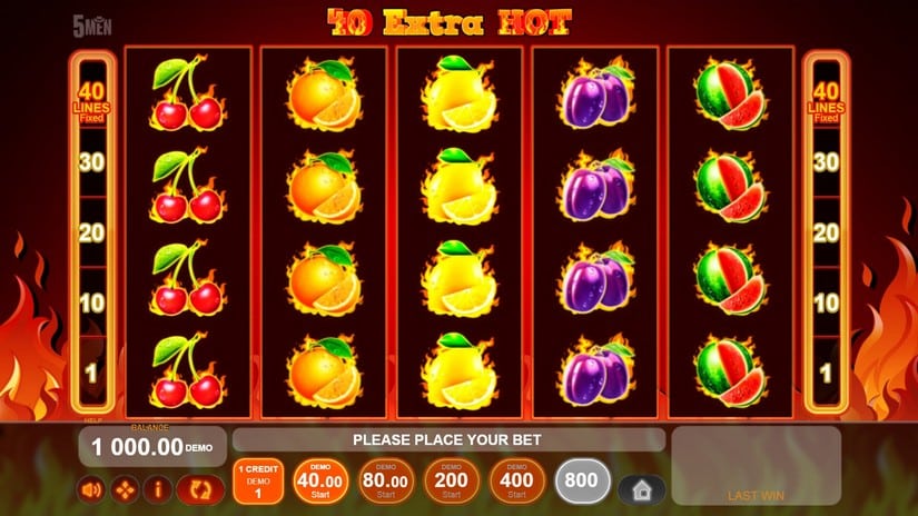 40 Extra Hot slot screen 1