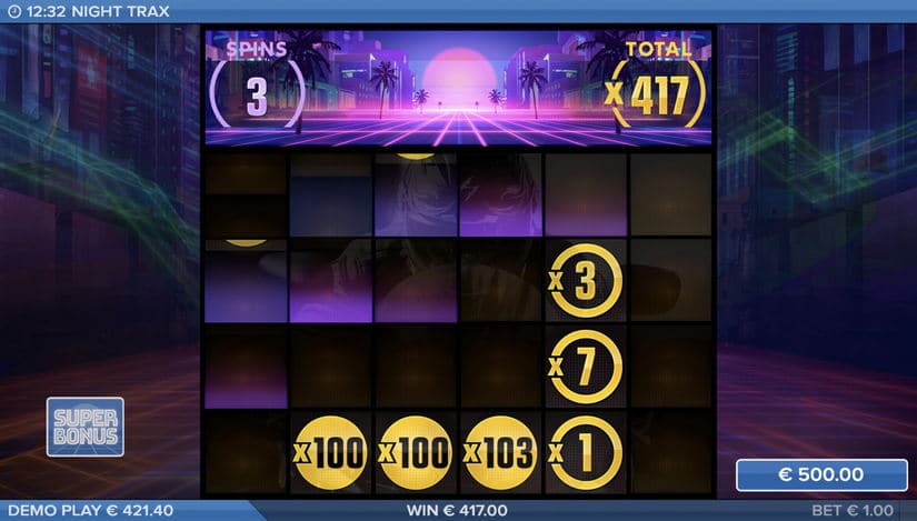 Night Trax slot screen 6