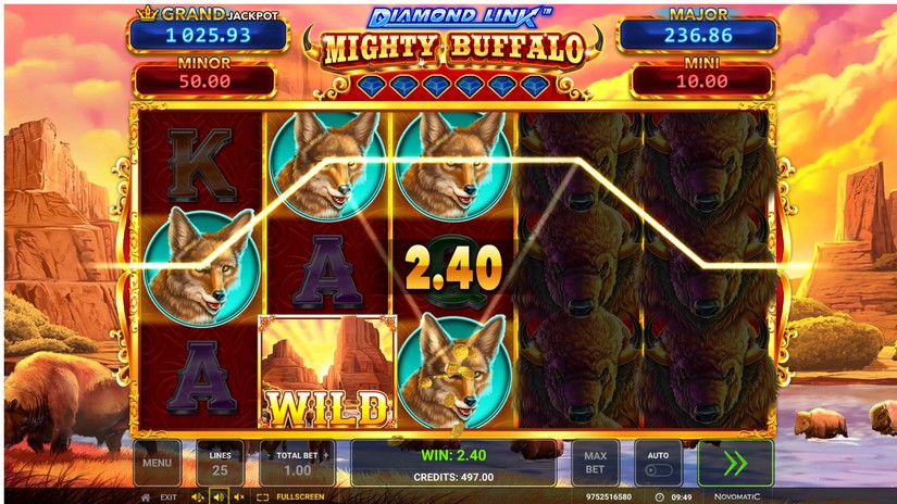 Diamond Link Mighty Buffalo slot screen 2