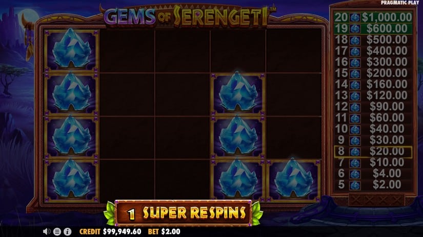 Gems of Serengeti slot screen 3