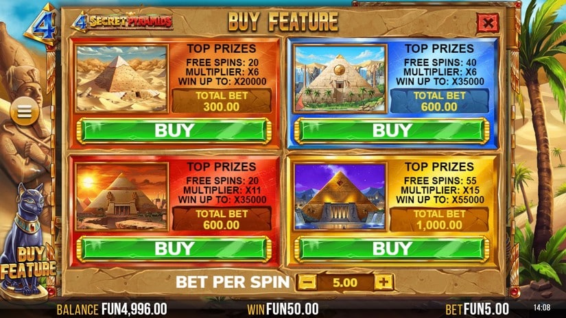 4 Secret Pyramids slot screen 3