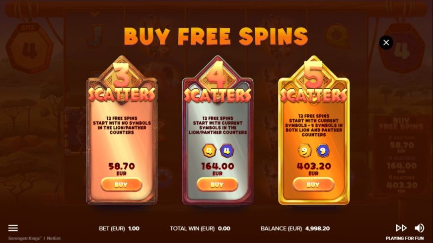 Serengeti Kings slot screen 4