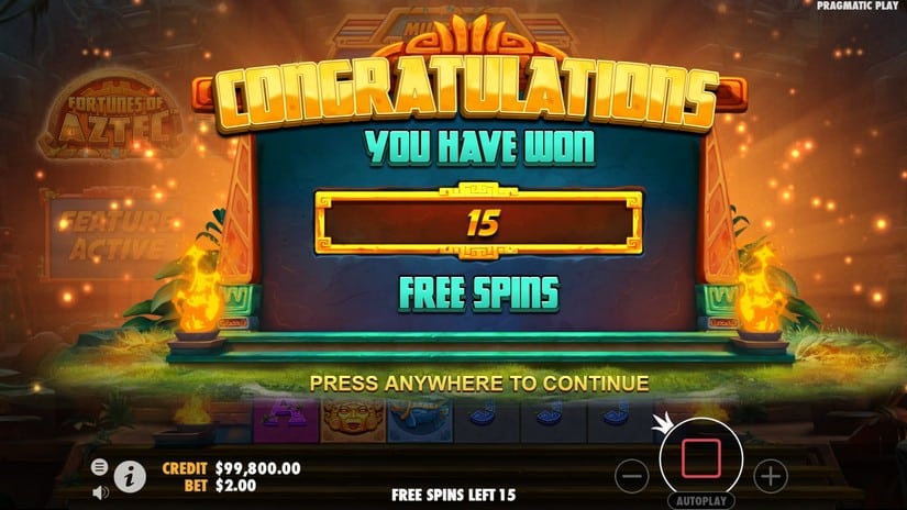 Fortunes of the Aztec slot screen 3