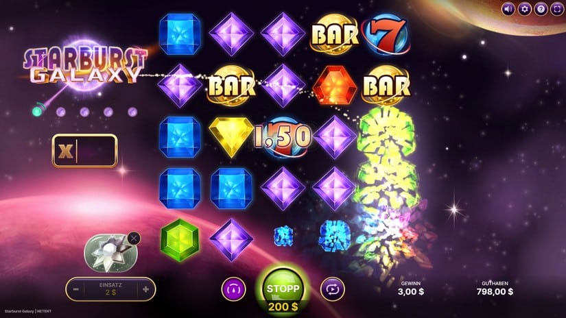 Starburst Galaxy slot screen 2