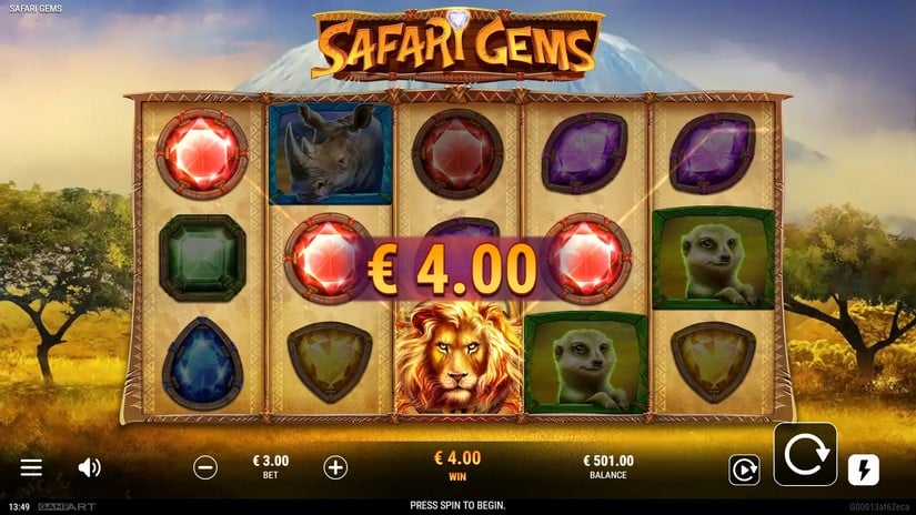 Safari Gems slot screen 2