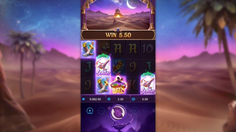 Genie’s 3 Wishes slot screen 1