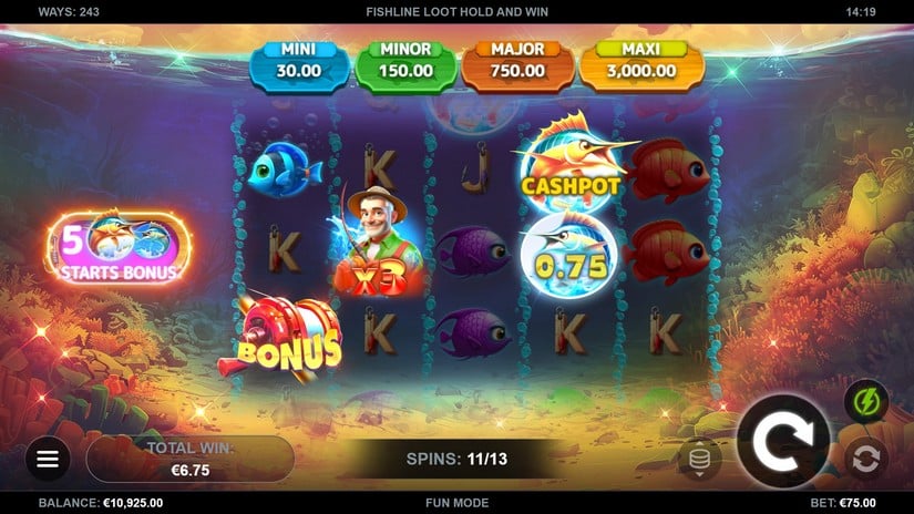 Fishline Loot Hold and Win slot screen 5